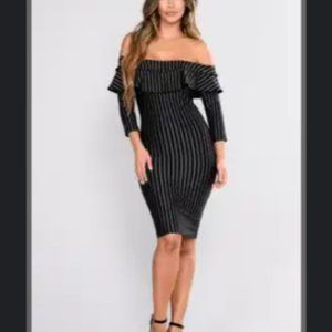 Black and White Pinstriped Dress